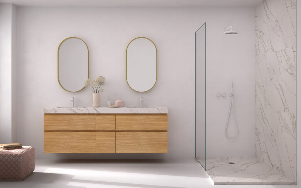 acabados para una encimera de baño de madera
